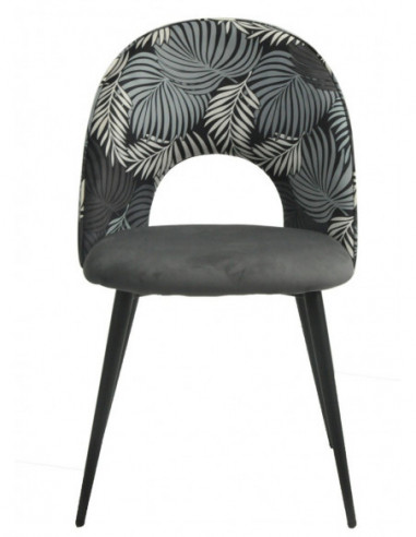 Silla ORQUIDEA, metal, tapizado velvet gris con...