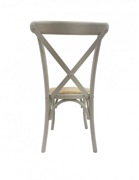 Silla CROSS SX, madera de haya, blanca, asiento de ratán