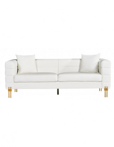 Sofá LARIOS, 3 plazas, tapizado similpiel blanca