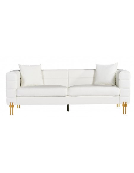 Sofá LARIOS, 3 plazas, tapizado similpiel blanca