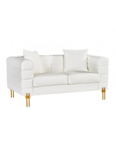 Sofá LARIOS, 2 plazas, tapizado similpiel blanca