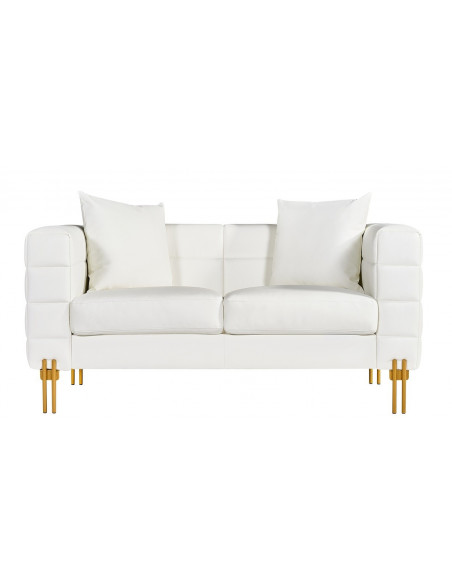 Sofá LARIOS, 2 plazas, tapizado similpiel blanca