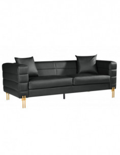 Sofá LARIOS, 3 plazas, tapizado similpiel negra