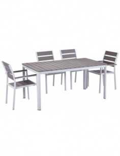 Sillón GARIBALDI, metal blanco, polywood gris 2