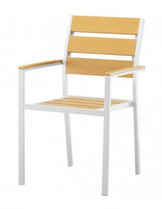 Sillón GARIBALDI, metal blanco, polywood amarillo