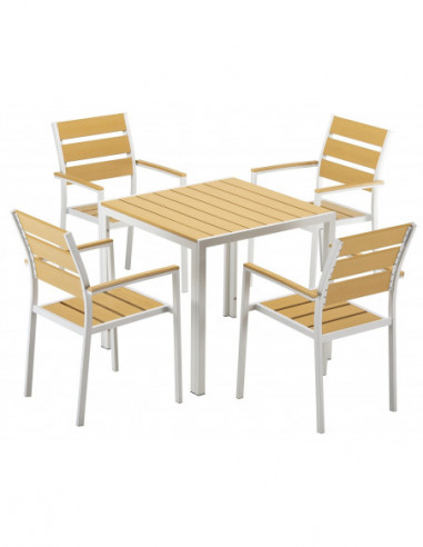 Sillón GARIBALDI, metal blanco, polywood amarillo