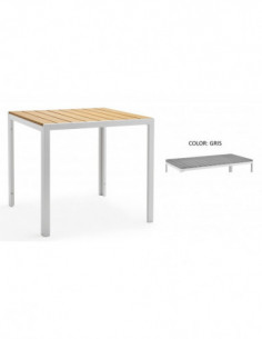 Mesa GARIBALDI, metal blanco, tablero polywood gris, 80 x...