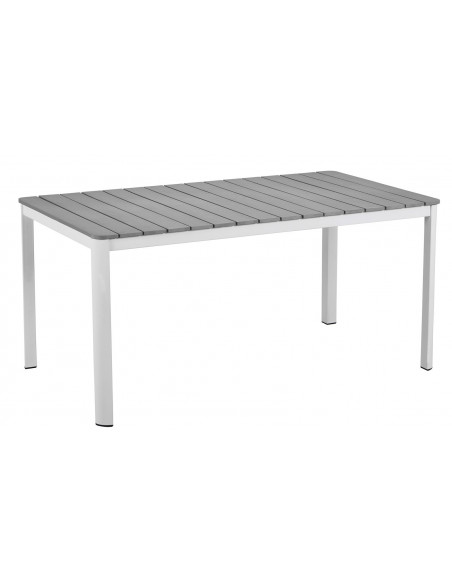 Mesa GARIBALDI, metal blanco, tablero polywood gris, 160 x 90 cms.