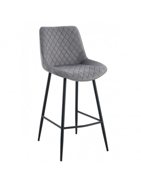 Taburete FELICIO, metal, tapizado velvet gris claro