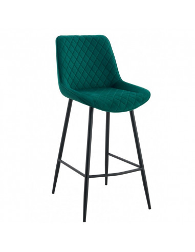 Taburete FELICIO, metal, tapizado velvet verde...