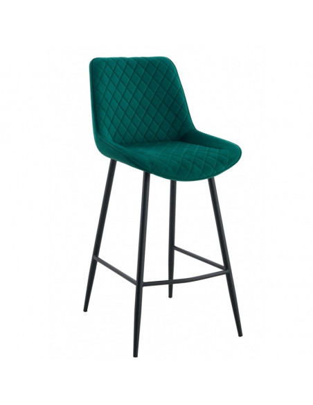 Taburete FELICIO, metal, tapizado velvet verde oscuro