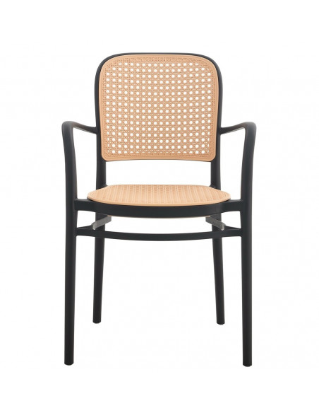 Sillón FUNCHAL 97, apilable, polipropileno negro y beige