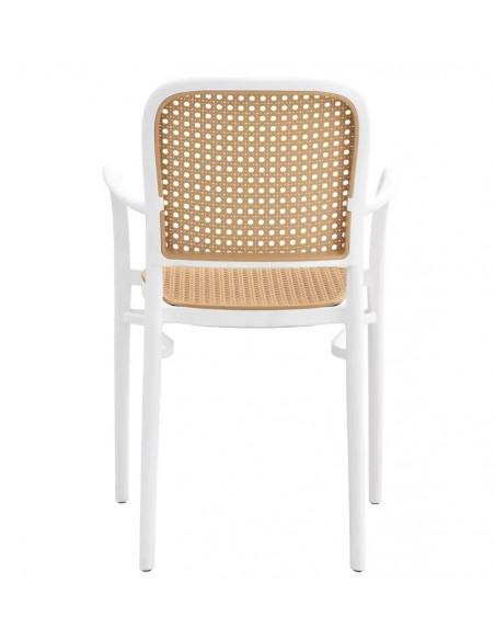 Sillón FUNCHAL 97, apilable, polipropileno blanco y beige