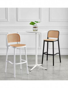 Taburete FUNCHAL 97, apilable, polipropileno negro y beige 2