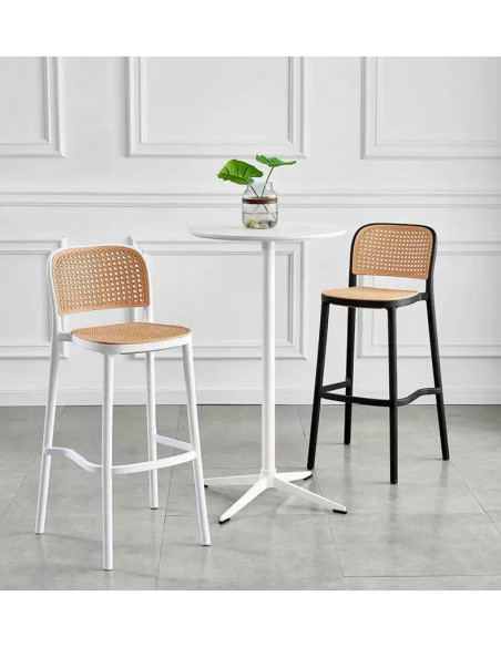 Taburete FUNCHAL 97, apilable, polipropileno negro y beige