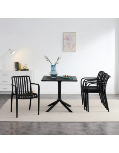 Mesa JÁVEA 97, polipropileno negro, 80 x 80 cms