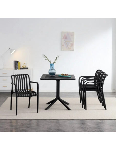 Mesa JÁVEA 97, polipropileno negro, 80 x 80 cms