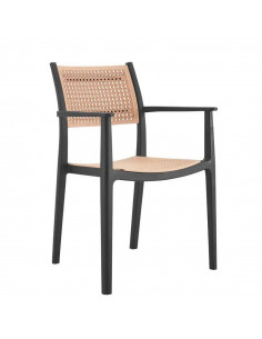 Sillón ALVOR 97, apilable, polipropileno negro y beige