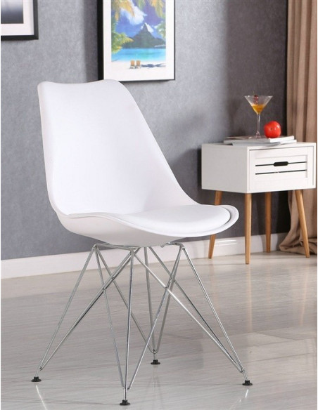 Silla BELLA (SU), cromada, carcasa y cojín blanco