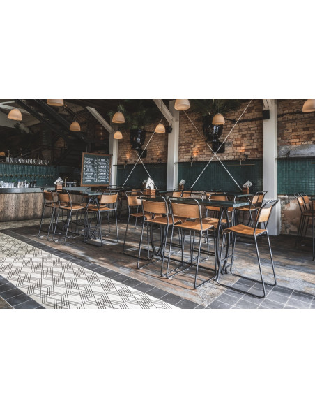 Taburete LIVERPOOL, apilable, negro, contrachapado de abedul