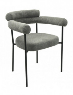 Sillón CERVANTES, metal, tapizado tejido bouclé gris