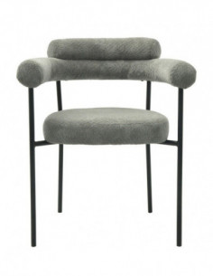 Sillón CERVANTES, metal, tapizado tejido bouclé gris 2