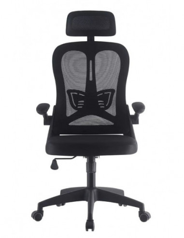 Sillón de oficina ORBEC, alto, negro, malla y...