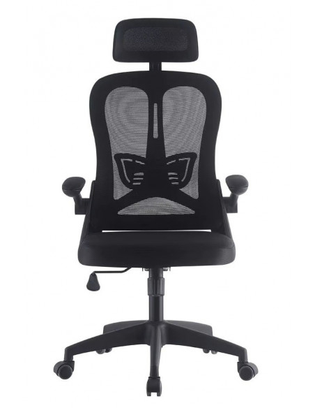 Sillón de oficina ORBEC, alto, negro, malla y asiento negro