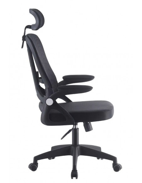Sillón de oficina ORBEC, alto, negro, malla y asiento negro