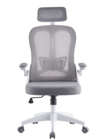 Sillón de oficina ORBEC, alto, blanco, malla y...