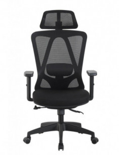 Sillón de oficina CIRAL, alto, negro, malla y asiento negro