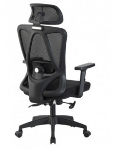 Sillón de oficina CIRAL, alto, negro, malla y asiento negro 2