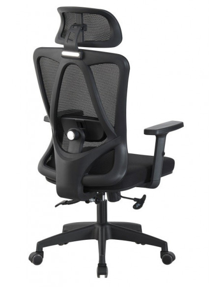 Sillón de oficina CIRAL, alto, negro, malla y asiento negro