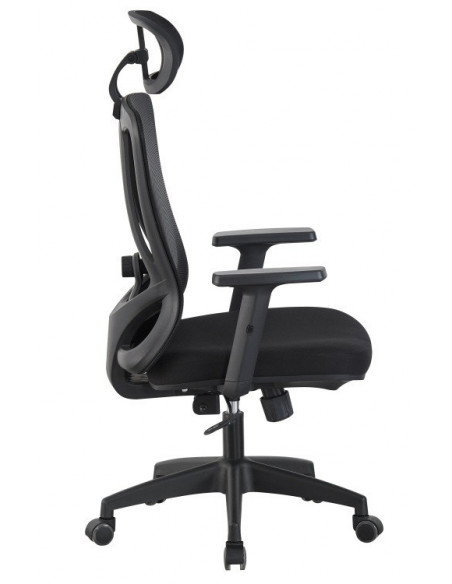 Sillón de oficina CIRAL, alto, negro, malla y asiento negro