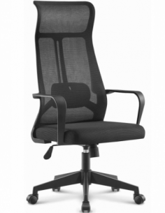 Sillón de oficina AMIENS, alto, negro, malla y asiento negro