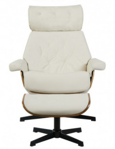 Butaca con ottoman EUROPA, madera, metal, similpiel beige