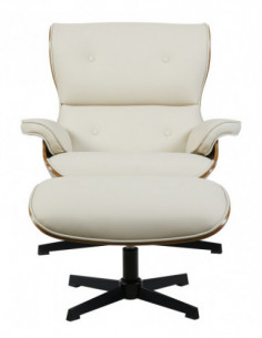 Butaca con ottoman AMERICA, madera, metal, similpiel beige