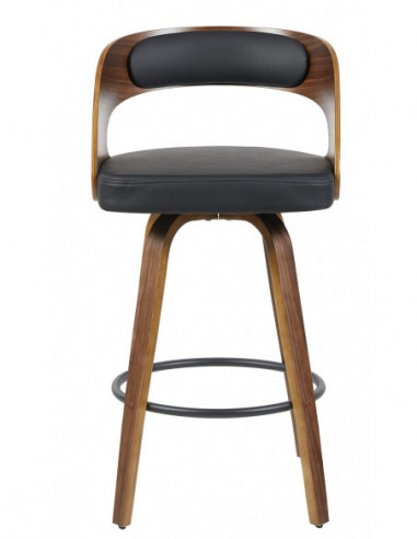 Taburete LOARRE, madera, similpiel negra