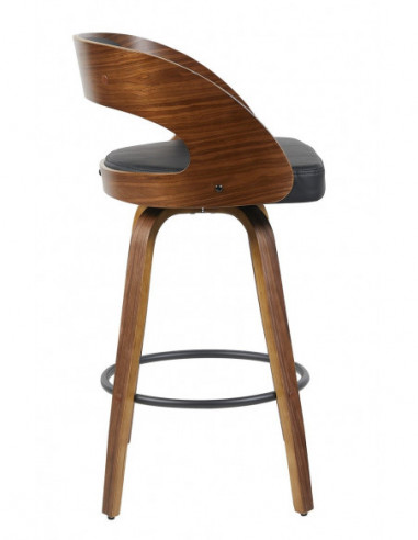 Taburete LOARRE, madera, similpiel negra