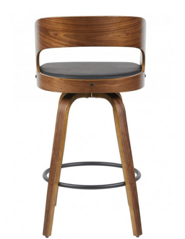 Taburete LOARRE, madera, similpiel negra