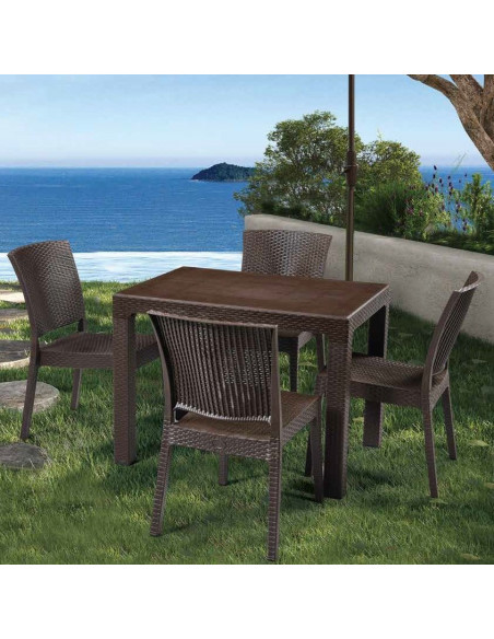 Mesa MIJAS, polipropileno marrón chocolate, 100 x 70 cms