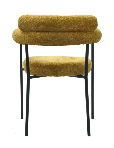 Sillón CERVANTES, metal, tapizado tejido bouclé amarillo