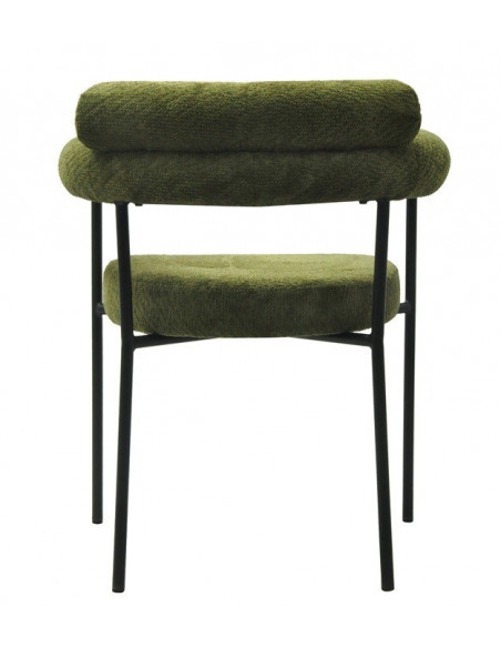 Sillón CERVANTES, metal, tapizado tejido bouclé verde oscuro