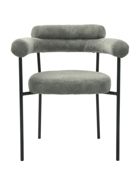 Sillón CERVANTES, metal, tapizado tejido bouclé gris