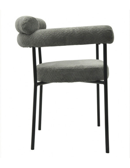 Sillón CERVANTES, metal, tapizado tejido bouclé gris