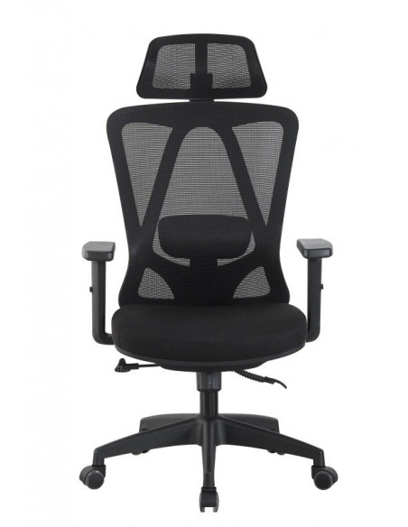 Sillón de oficina CIRAL, alto, negro, malla y asiento negro