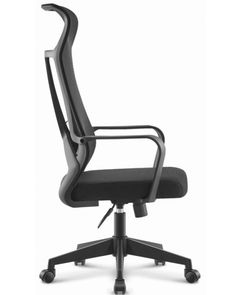 Sillón de oficina AMIENS, alto, negro, malla y asiento negro