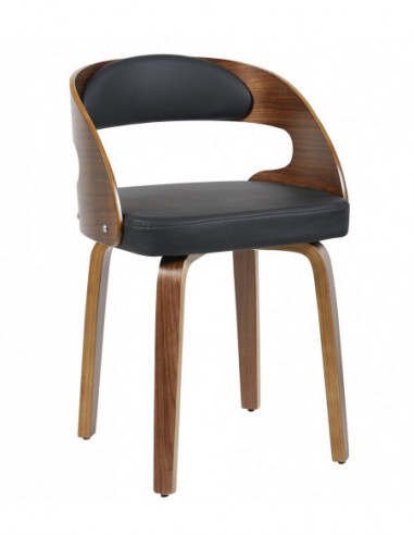 Sillón LOARRE, fijo, madera, similpiel negra