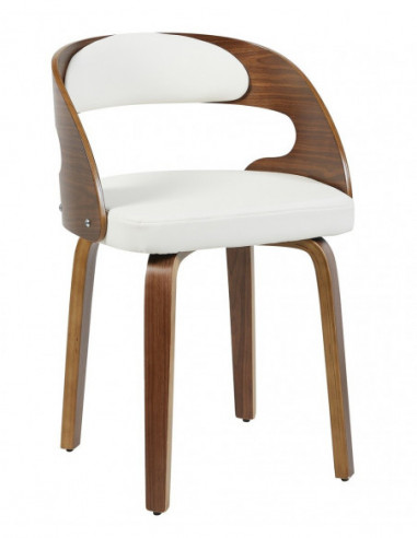 Sillón LOARRE, fijo, madera, similpiel blanca