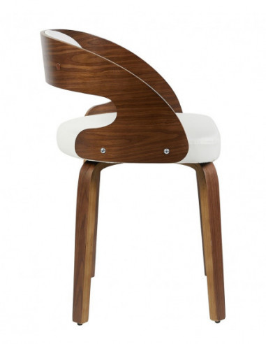 Sillón LOARRE, fijo, madera, similpiel blanca